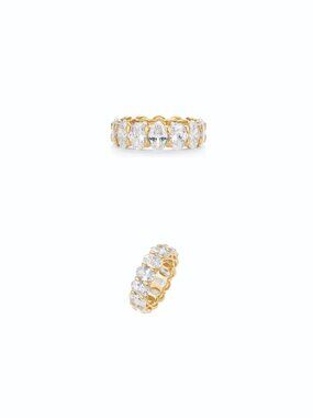 PAVOI 14K Gold Plated Eternity Engagement Ring Oval CZ, SIZE 7